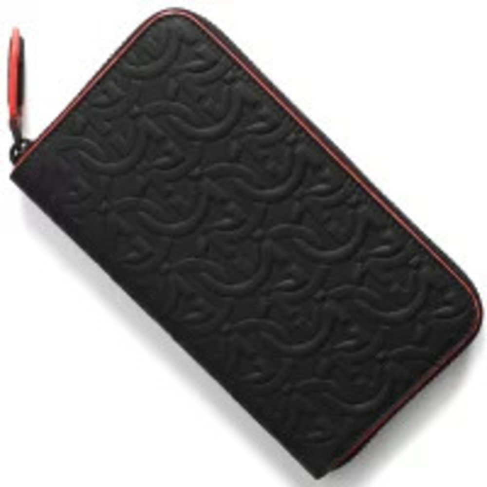 Salvatore Ferragamo Long Wallet Gancini Monogram Black Candy Apple Red Nero